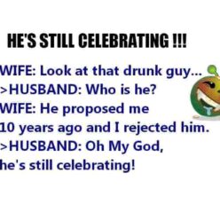 Drunk guy is Still Celebrating