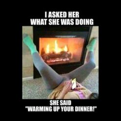 She is warming up dinner