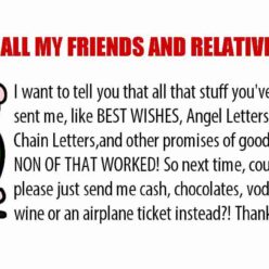 Relatives and Friends funny message