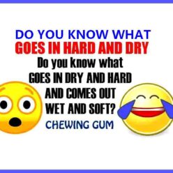 Are you smart or dirty-minded? Answer this, what goes in hard and dry, and comes out soft and wet? Of course it's a chewing gum!
